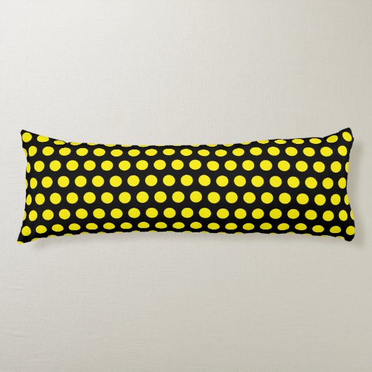 Grote Gele Polka Dots Zwart Custom Kleuren Cool Lichaamskussen (Voorkant)