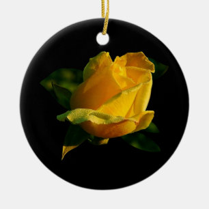 Grote gele rog keramisch ornament