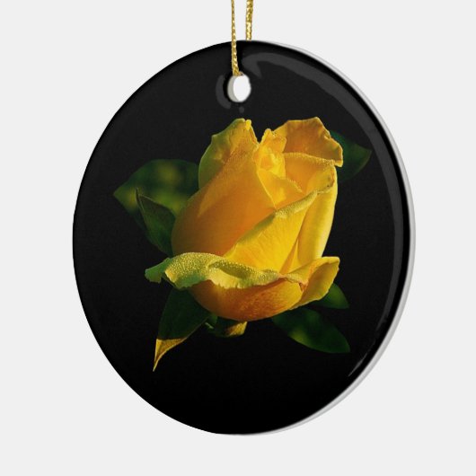 Grote gele rog keramisch ornament (Links)