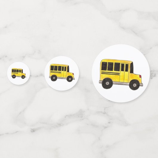 Grote Gele School Bus Kind Birthday Confetti (Voorkanten)