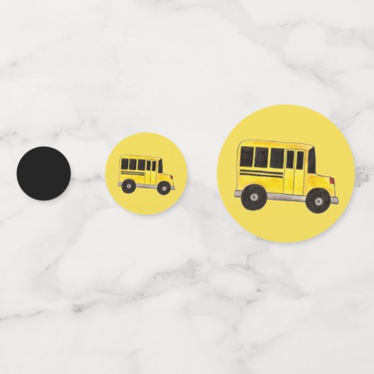 Grote Gele School Bus Kind Birthday Confetti (Achterkanten)