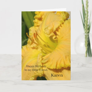 Grote Gele Verstoorde Bloem Daylily Kaart