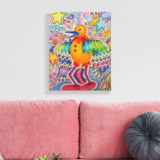 Grote gele vogel canvas afdruk (Insitu (Woonkamer))