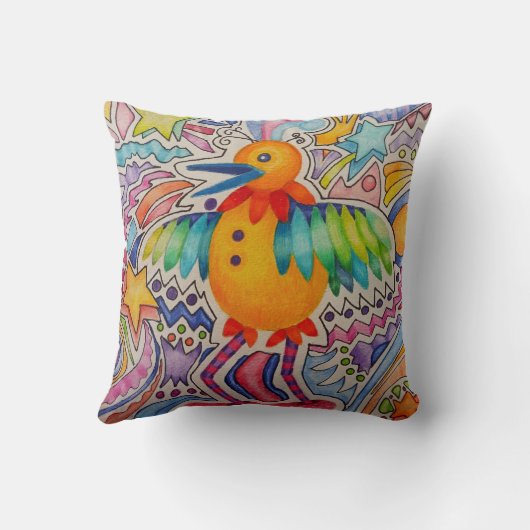 Grote gele vogel kussen (Achterkant)