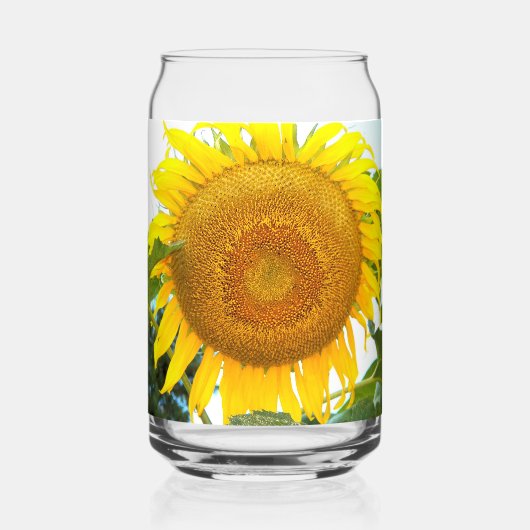 Grote gele zonnebloem bloesem blikvorm glas (Voorkant)