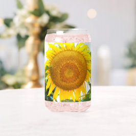 Grote gele zonnebloem bloesem blikvorm glas