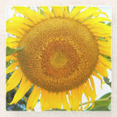 Grote gele zonnebloem bloesem glazen onderzetter (Voorkant)