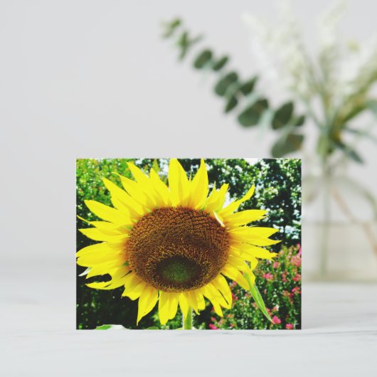 Grote gele zonnebloem briefkaart (Staand voorkant)