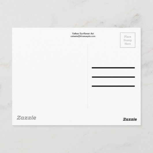 Grote - gele zonnebloem briefkaart (Achterkant)