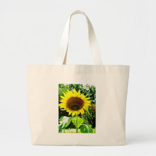 Grote gele zonnebloem grote tote bag