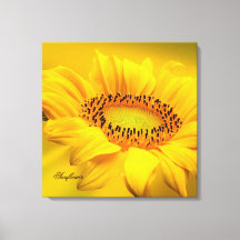 Grote Gele Zonnebloem Opgespannen Canvasprint