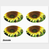 Grote gele zonnebloem ovale sticker (Vel)