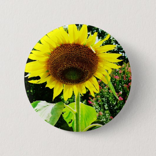 Grote gele zonnebloem ronde button 5,7 cm (Voorkant)