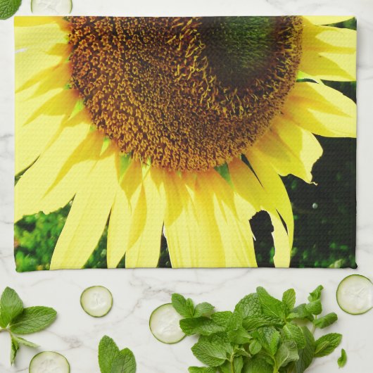 Grote gele zonnebloem theedoek (Gevouwen)