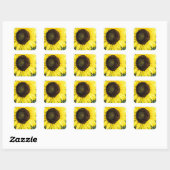 Grote - gele zonnebloem vierkante sticker (Vel)