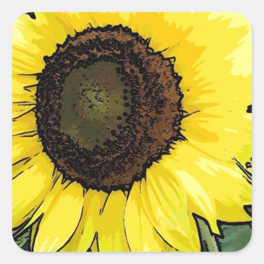 Grote - gele zonnebloem vierkante sticker (Voorkant)