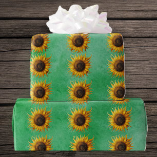 Grote gele zonnebloemen Fantasiebloemblaadjes op g Cadeaupapier