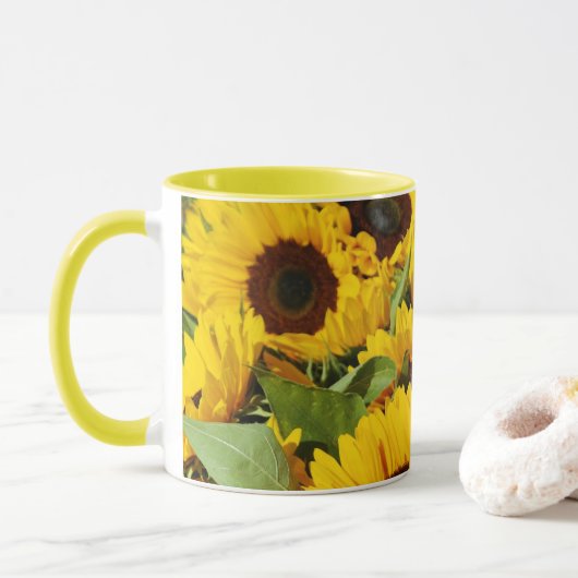 Grote Gele Zonnebloemen Mok (Met donut)
