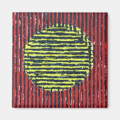 Grote Gele Zonnevlek met rode en zwarte lijnen Magneet (Voorkant)