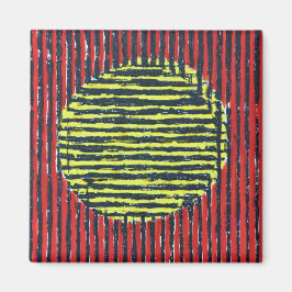 Grote Gele Zonnevlek met rode en zwarte lijnen Magneet