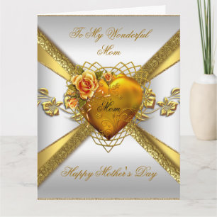Grote Gelukkige Moedersdag Rozen Gouden Hart Foto Kaart