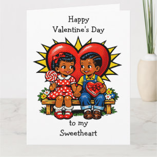 Grote Gelukkige Valentijnsdag Retro Pop Art Vintag Kaart