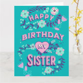 Grote Gelukkige Verjaardag aan mijn Zuster geperso Kaart (Gele Bloem)