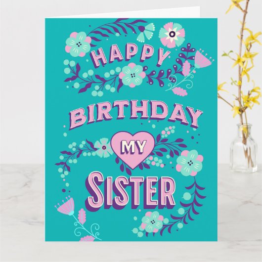 Grote Gelukkige Verjaardag aan mijn Zuster geperso Kaart (Gele Bloem)