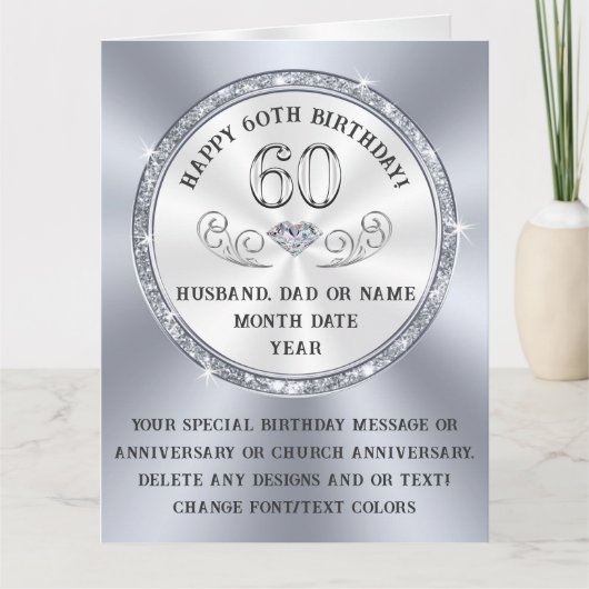 GROTE, Gepersonaliseerde 60e Verjaardag Kaart voor (Voorkant)