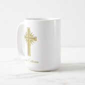 Grote gepersonaliseerde religieuze mok voor leraar (Voorkant links)