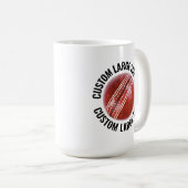 Grote gepersonaliseerde tekst cricketbal 425 gram. koffiemok (Voorkant rechts)