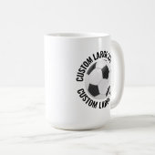 Grote gepersonaliseerde tekst voetbal 425 gram. Op Koffiemok (Voorkant rechts)
