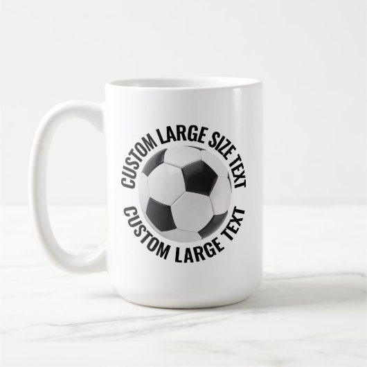 Grote gepersonaliseerde tekst voetbal 425 gram. Op Koffiemok (Links)