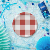 Grote geruite rode geruite papieren bord | Plaid f (Feest)