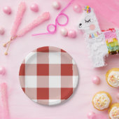 Grote geruite rode geruite papieren bord | Plaid f (Feest)