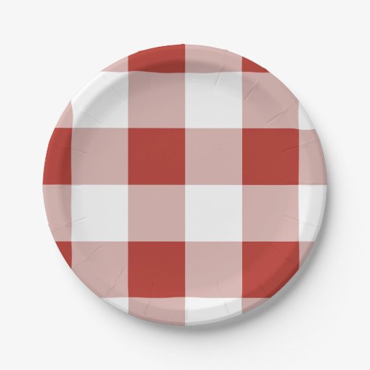 Grote geruite rode geruite papieren bord | Plaid f (Voorkant)