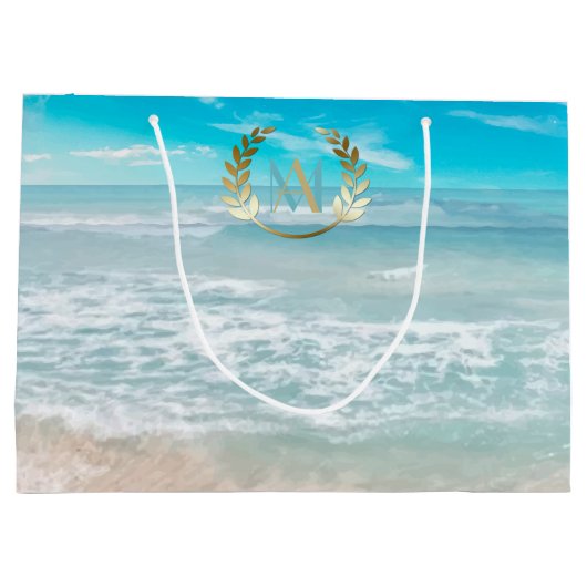 Grote geschenkzak | Modern Monogram Geometrisch St Groot Cadeauzakje (Achterkant)