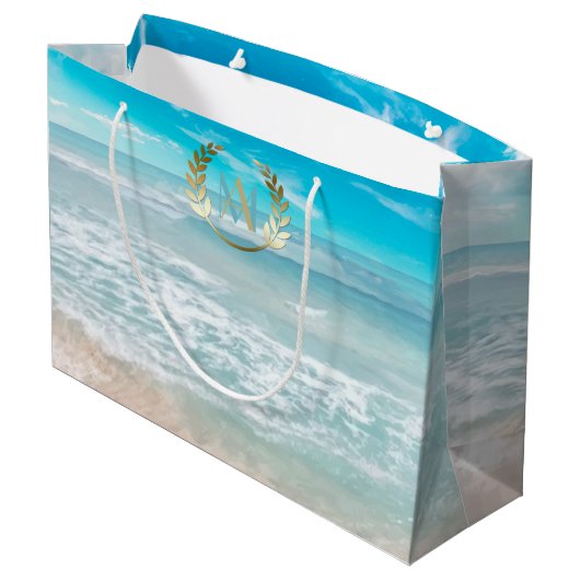 Grote geschenkzak | Modern Monogram Geometrisch St Groot Cadeauzakje (Achterkant Gekanteld)