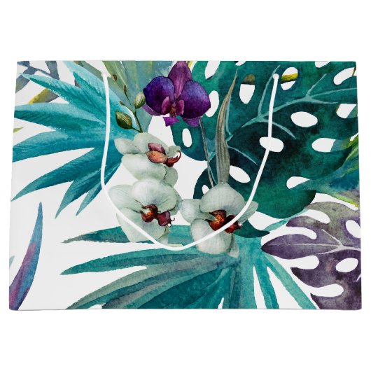 Grote geschenkzak - tropische orchideeën groot cadeauzakje (Voorkant)