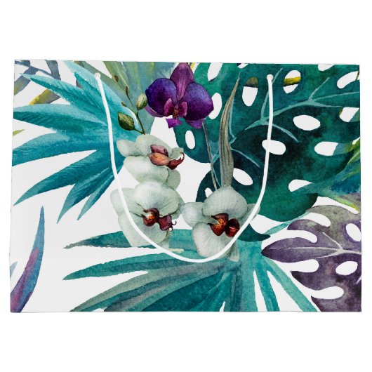 Grote geschenkzak - tropische orchideeën groot cadeauzakje (Achterkant)