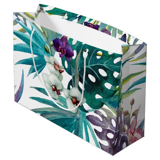 Grote geschenkzak - tropische orchideeën groot cadeauzakje (Achterkant Gekanteld)