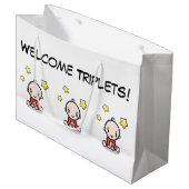 Grote geschenkzak voor drieling, inpakpapier, groot cadeauzakje (Voorkant Gekanteld)