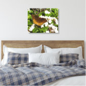 Grote gespikkelde parelmoervlinder op berglaurier canvas afdruk (Insitu (Slaapkamer))