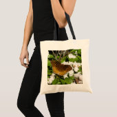 Grote gespikkelde parelmoervlinder op berglaurier tote bag (Voorkant (product))