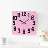 Grote getallen in hoog contrast, gemakkelijk te le vierkante klok (Huis)