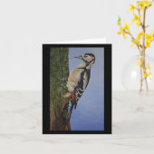 Grote gevlekte specht Notecard Kaart (Gele Bloem)