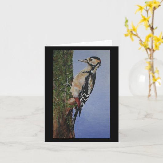 Grote gevlekte specht Notecard Kaart (Gele Bloem)