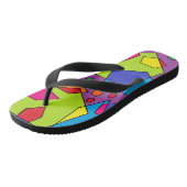 Grote gevlekte teenslippers in heldere, vette kleu (Schuin)