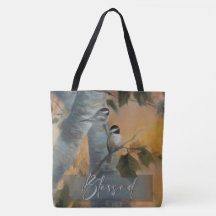 Grote gezegende Chickadee tas (originele kunst)