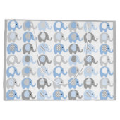 Grote Gift Bag - Blauwe en grijze Olifanten Groot Cadeauzakje (Achterkant)